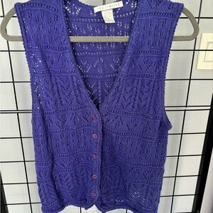 The Limited Purple Blue V-neck Knit Sweater Vest EUC